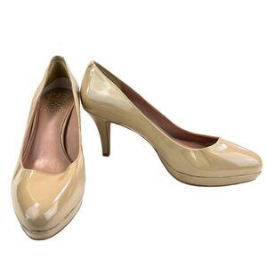 Vince Camuto Beige Shiny Leather High Heel Pumps Women's Shoes Size 8M EU38